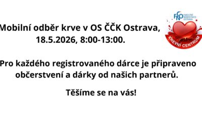 Mobilní odběr krve v OS ČČK Ostrava
